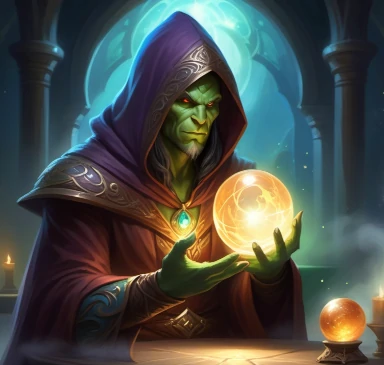Orc mage with magical orb